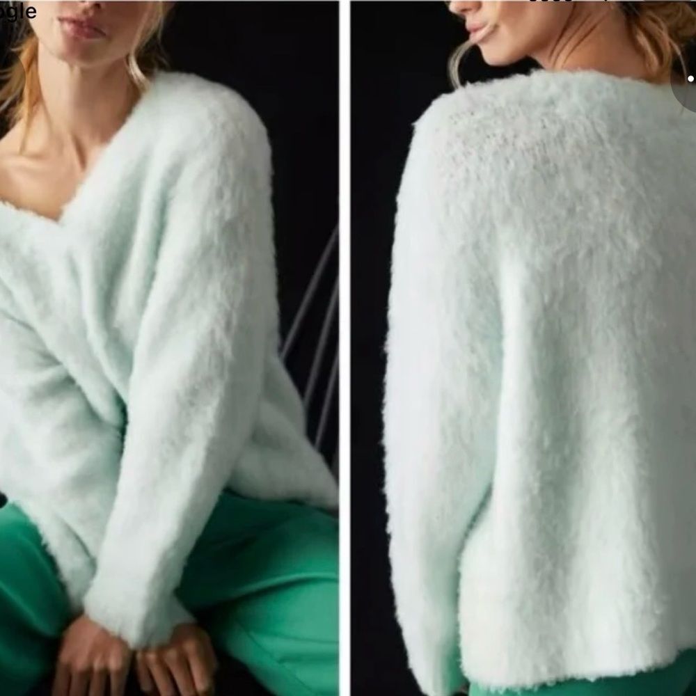 Maeve By Anthropology V-Neck Sweater - Soft Mint